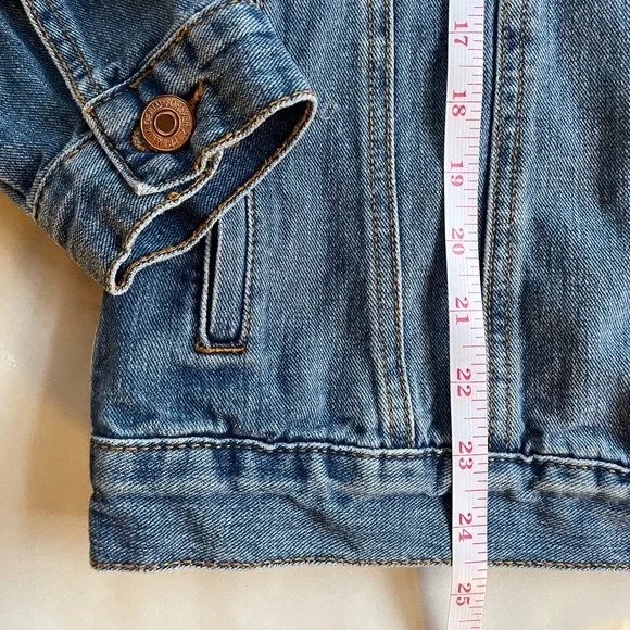 Forever 21 Los Angeles Denim Jacket Distressed Jean Trucker Classic Y2K - Picture 8 of 10